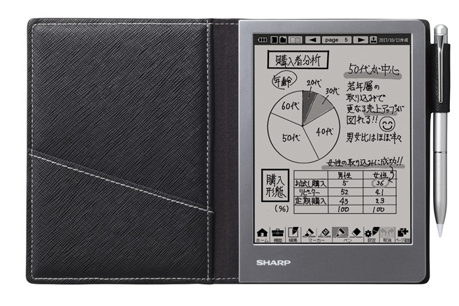 手書きで5000ページ保存、編集機能を強化したシャープの電子ノート新