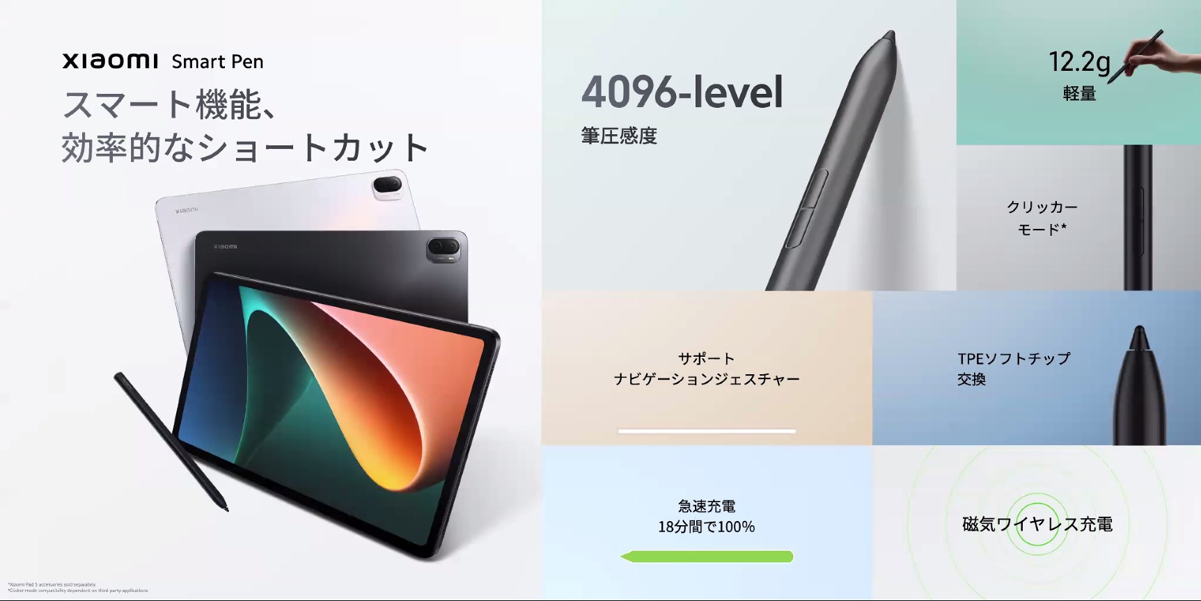 タブレットXiaomi Smart Pen / Xiaomi Pad 5 スタイラスペン