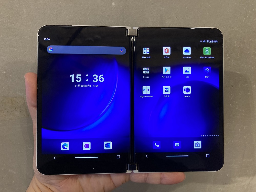 2画面スマホの「Surface Duo 2」の片手持ちに便利な薄型リング