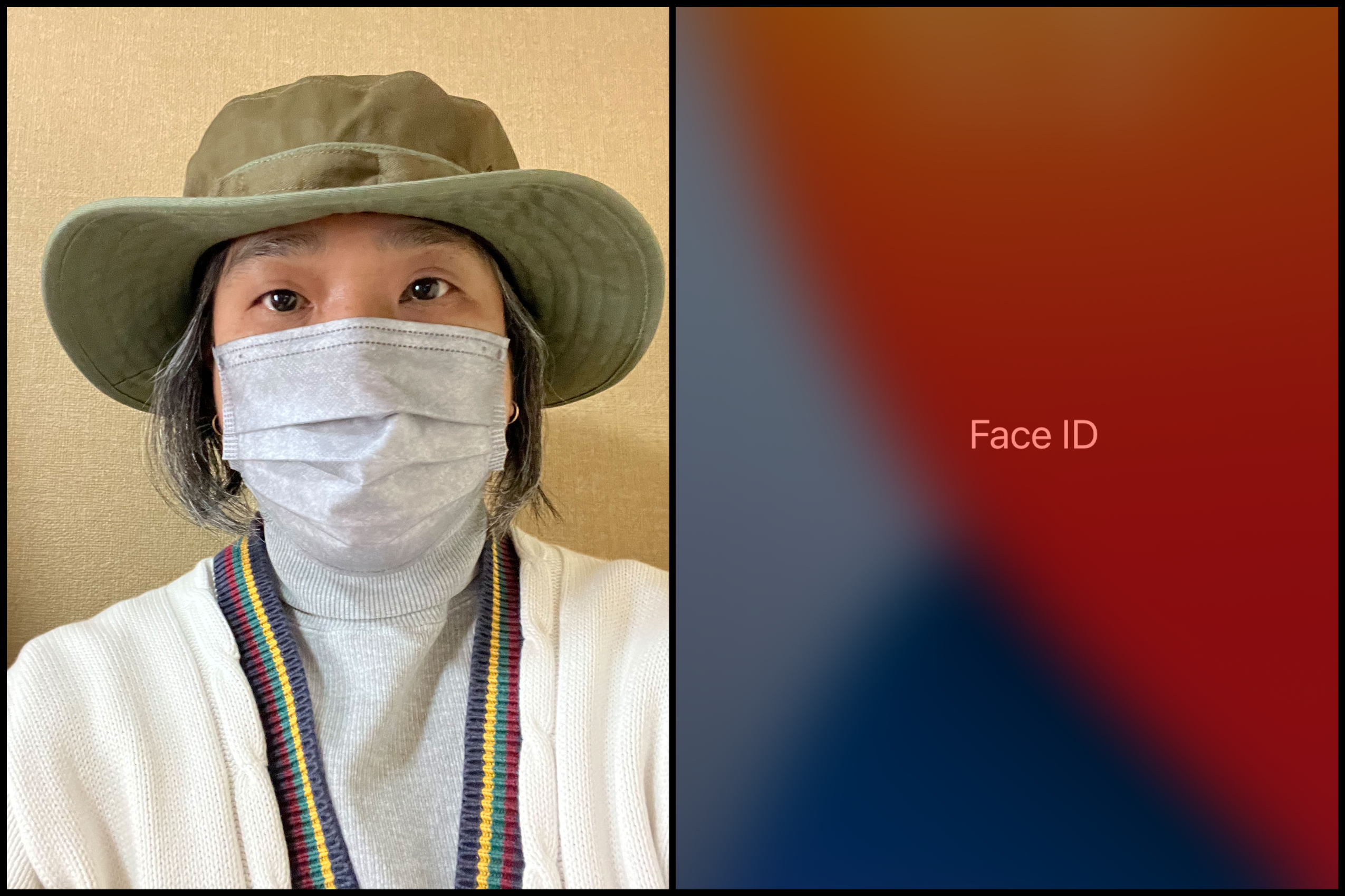 Iphoneで マスク着用時のface Id 帽子は眉を見せるといいようです ケータイ Watch