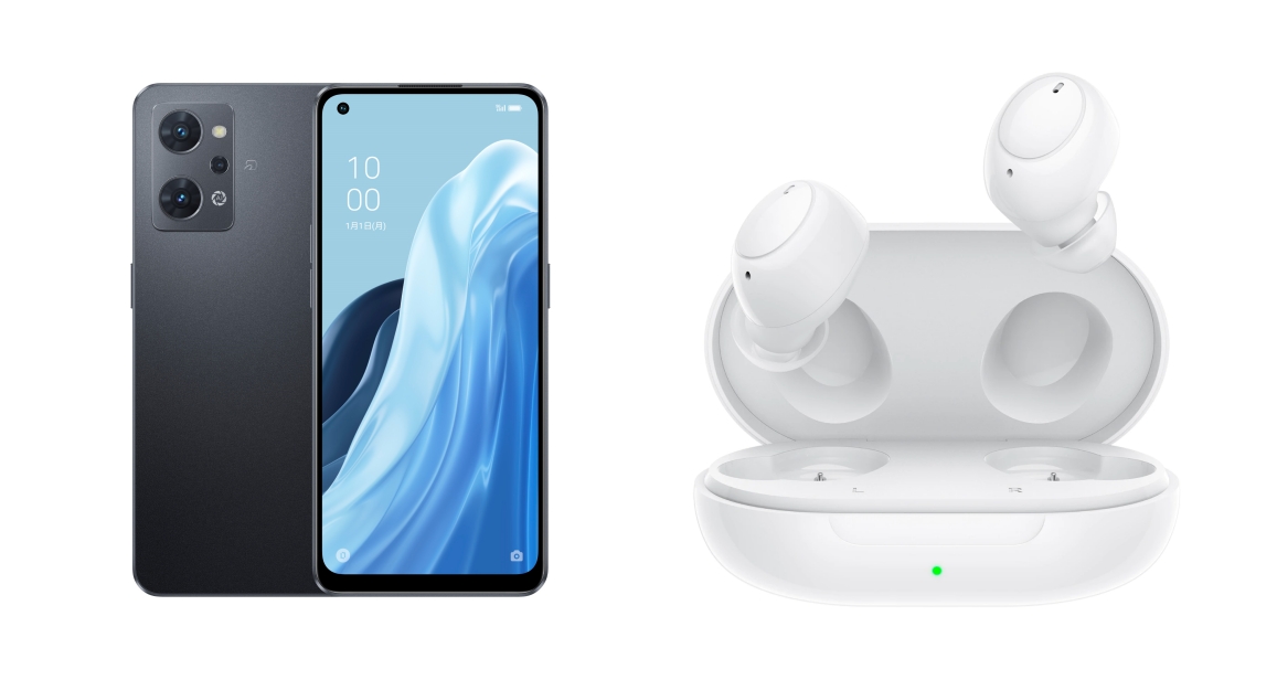 「OPPO Reno7 A」にワイヤレスイヤホン「Enco Buds」がついて