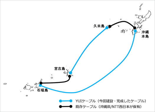 ソフトバンク、沖縄セルラー、NTT西の3社、沖縄4島を結ぶ海底ケーブル