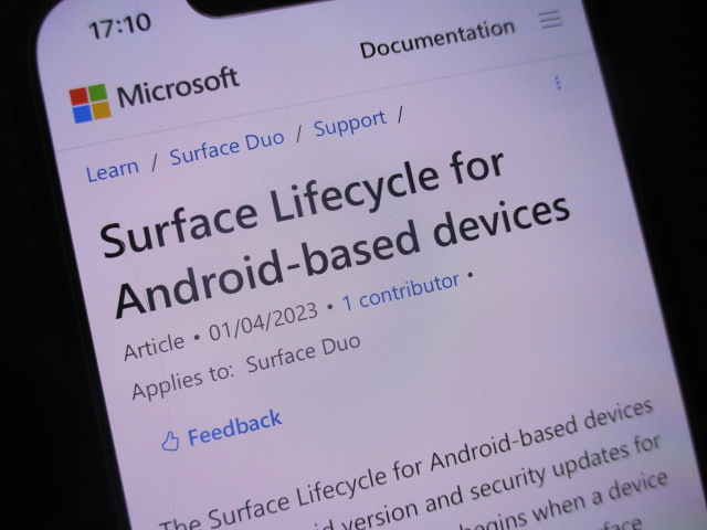 Microsoft、初代「Surface Duo」のサポート終了 - ケータイ Watch