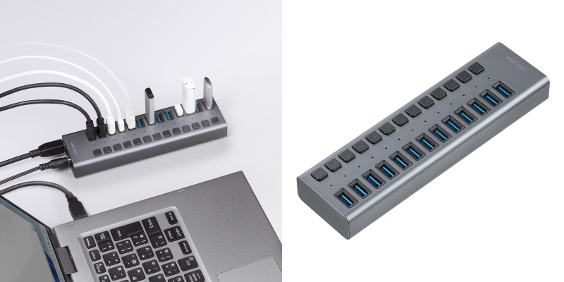 13もUSBポートが連なるハブが登場、サンワサプライから - ケータイ Watch