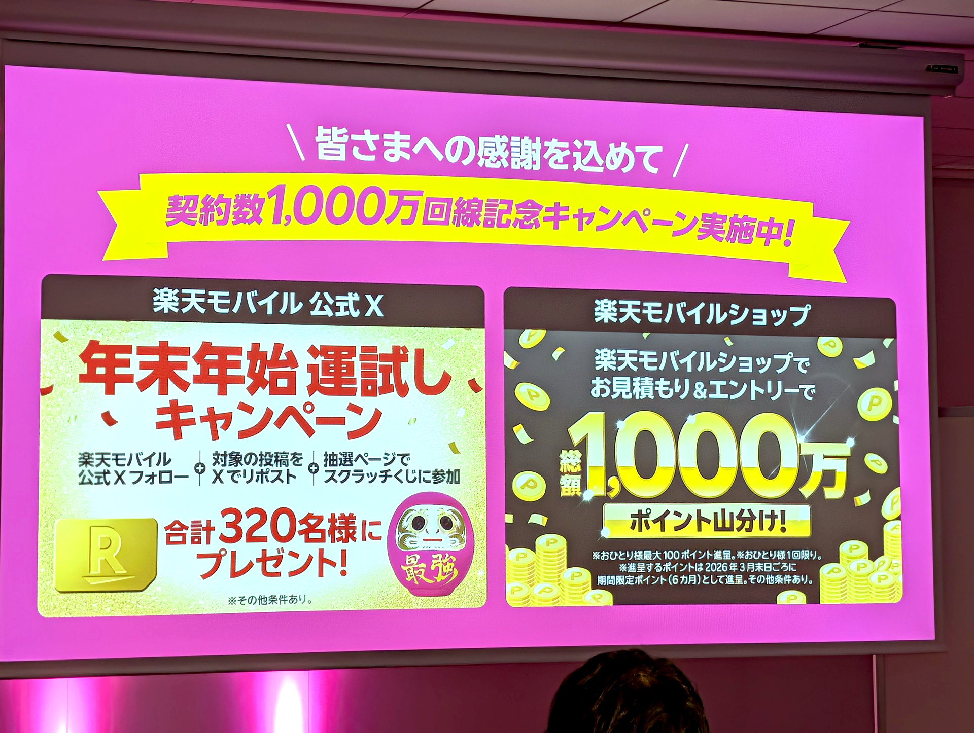 楽天モバイル、「純金製SIMカードレプリカ」など当たる抽選 1000万回線突破で記念企画