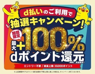 ドコモ「d払い」自治体キャンペーン、2月は岡山市や広島市などで最大100%還元
