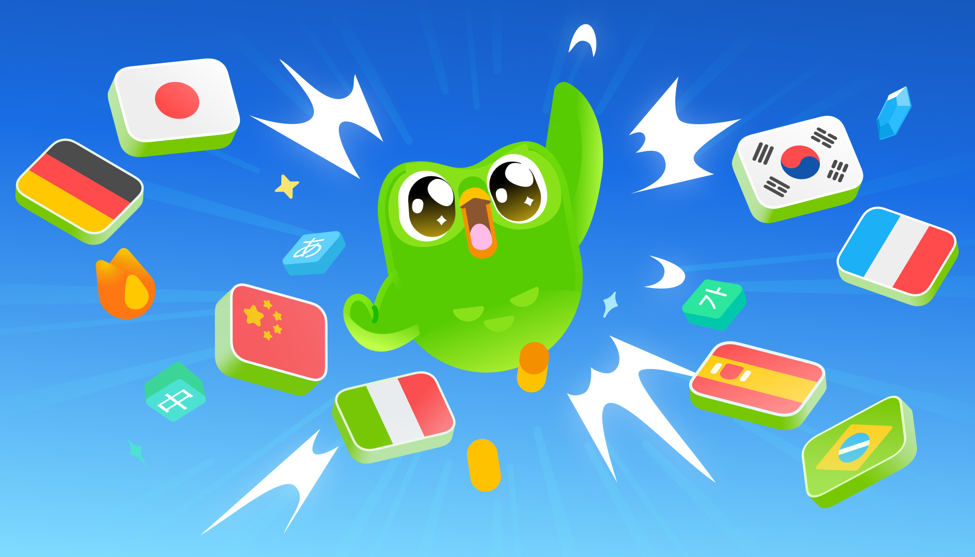 「Duolingo」で就業レベルの語学が学べるように、英語や中国語など9言語で対応