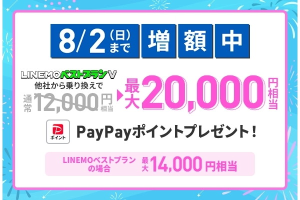 今週の「LINEMO」大週穫祭は“最大8000円分特典上乗せ”、既存／過去のユーザーも対象