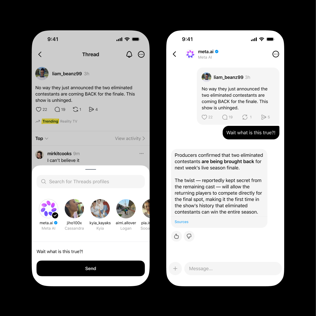 Threads、DMで「Meta AI」と対話できる機能を提供